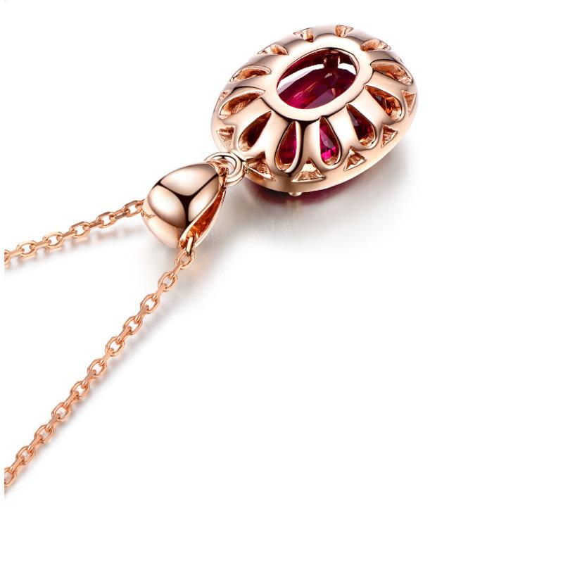 POMOiii New Pigeon Blood Red High-end Temperament Fashion Oval Red Tourmaline Color Pendant Female Necklace For Women Charm Wedding Engagement