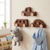 Wall Mounted Car Shaped Hooks Wooden Vintage Style Wall Decorative Hook Cartoon Free Punching Entrance Key Holder Kids Room