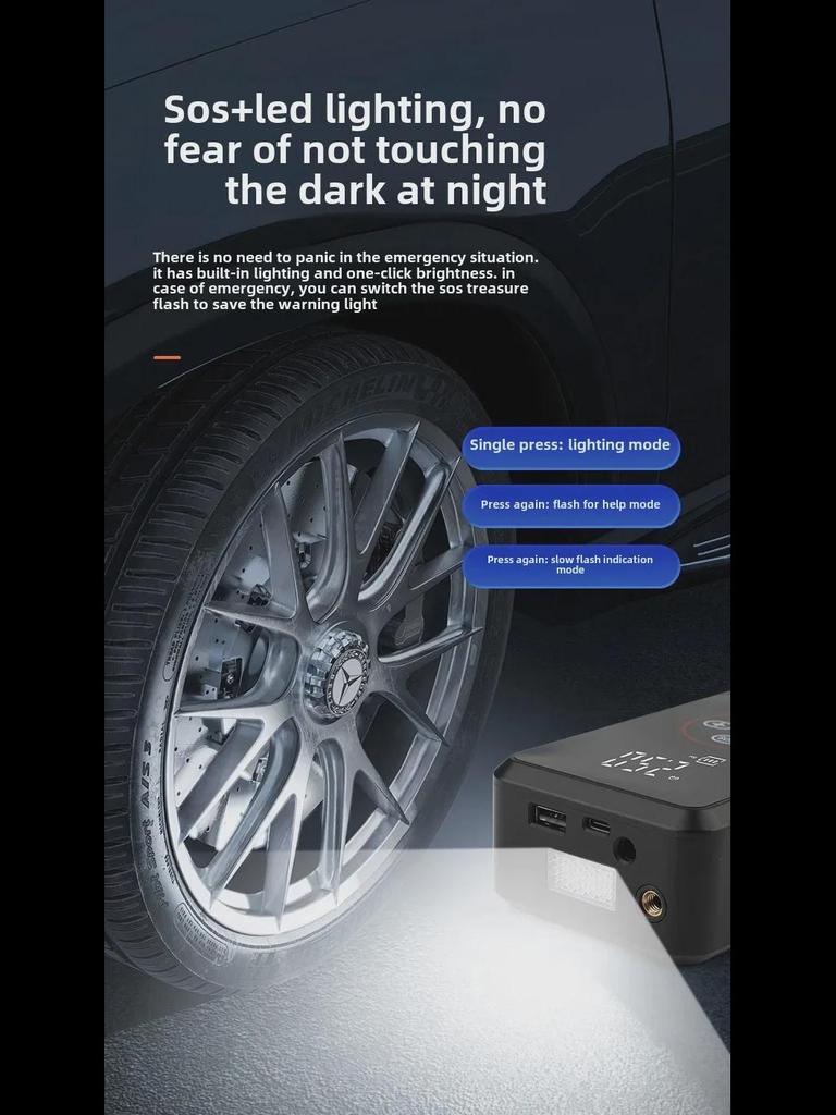 Мини портативный беспроводной цифровой автомобильный насос для накачки шин