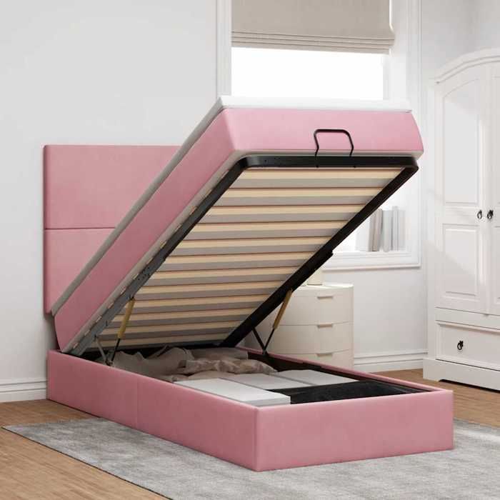 Maison Exclusive - Cadre de lit ottoman avec matelas rose 80x200 cm velours
