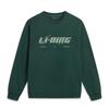 Li Ning Sports Lifestyle Series Fleece Warm Round Neck Letter Loose Sweatshirt Unisex Sweatshirt Forest-Green AWDVC63-1
