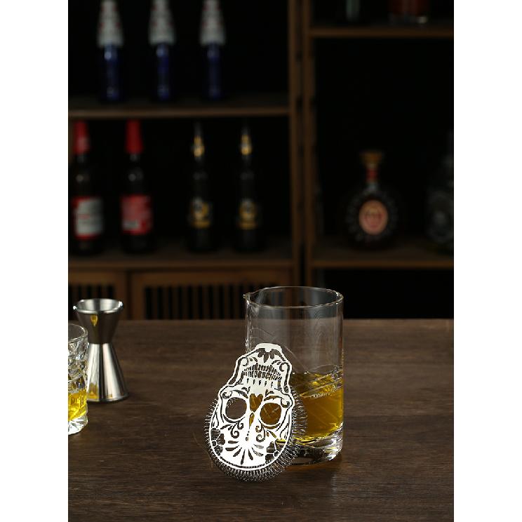 Cocktail Strainer Hawthorne Strainer with Skull Pattern Stainless Steel 5