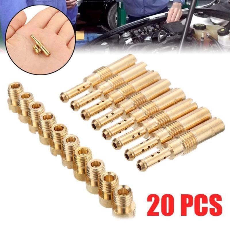 20 шт. комплекты главных жиклеров карбюратора, 10 главных форсунок карбюратора с 10 медленными пилотными форсунками, аксессуары, прочный для PWK PE CVK