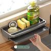 Кухонная полка для хранения смесителя, регулируемая, без отверстий, сушилка с поддоном, полка для раковины, настенная полка для хранения губок