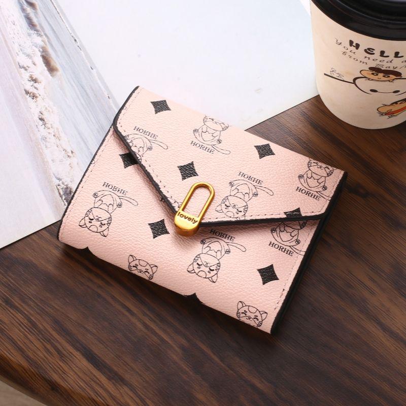 2024 Модный женский кошелек тройного сложения: Компактный дизайн с несколькими отделениями для карт и кошельком для монет