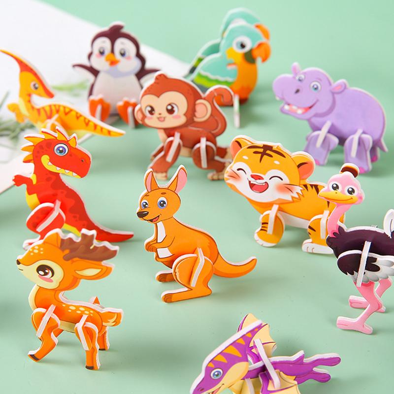 30Kinds Animal 3D Puzzle Kids Children Birthday Party Toy Paperboard Cartoon Dinosaur DIY Puzzles  Jungle Animals Parties Favors