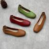 Genuine Leather Square Toe Single Shoes Mary Jane Flat Bottom Casual Cowhide Granny Shoes