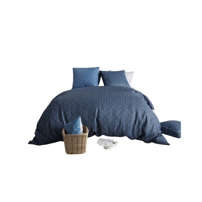 Parure De Lit - Geometrique Azura - 220 X 240 Cm - 100% Coton - Lavable À 40°C