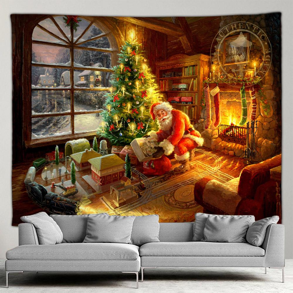 Рождественский гобелен со снеговиком, новогодний гобелен, подвесной домашний фон, ткань, хит продаж, гобелен, картина на стену дома
