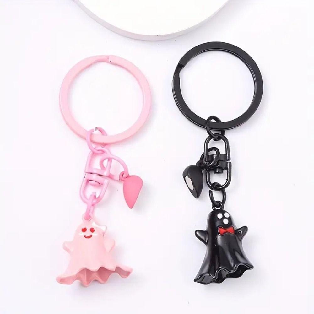 1Pair Couple Halloween Ghost Keychain Bag Hanging Key Rings Minority Magnetic Ghost Pendant  Gift