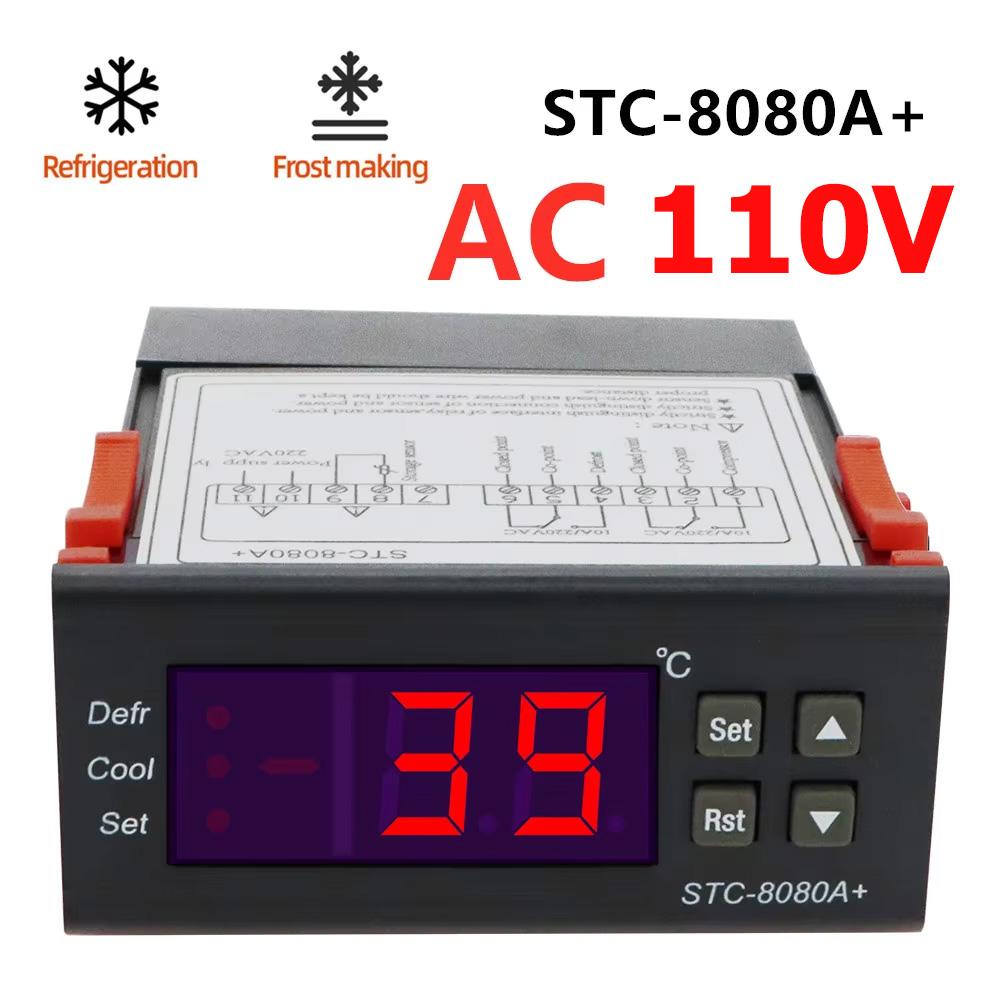 STC-8080A+ Цифровой термостат Интеллектуальный автоматический регулятор температуры Для холодильного шкафа Таймер разморозки Функция сигнализации
