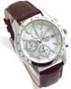 Seiko Chronograph Watch with Genuine Leather White and Deep Officially Distributed In Japan Strap, Brown, SND363P1-DB