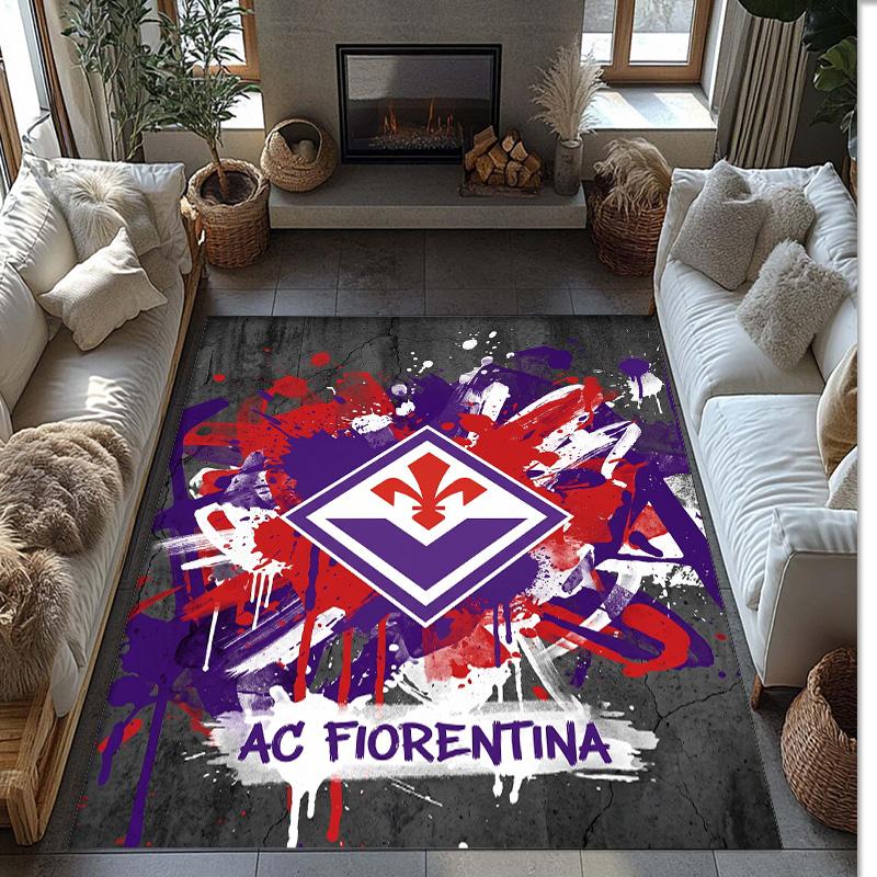 Fiorentina FC Soccer Football Pattern Soft Area Rug Non Slip Indoor Floor Carpet Sports Decor Mat for Bedroom