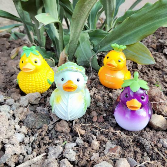Vegetable Duck Statue Cartoon Corn Carrot Eggplant Cabbage Duck Resin Figurine Home Office Desktop Decoration Ornament