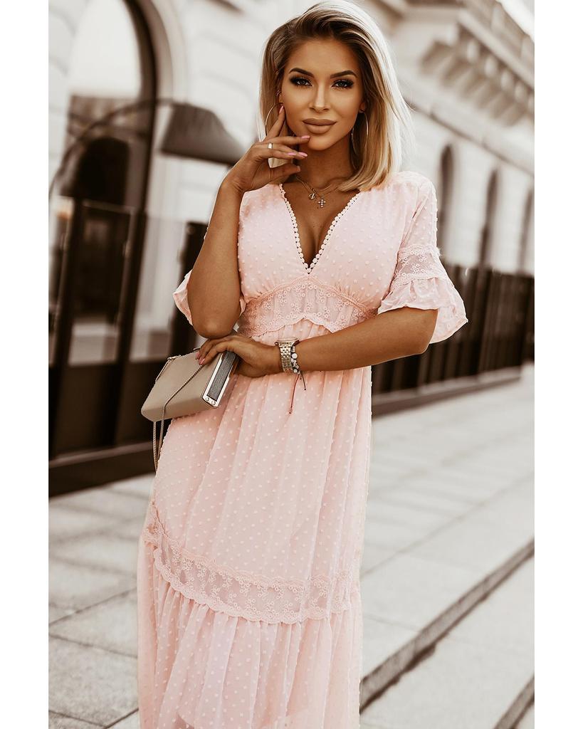 Azura Exchange Платье макси с кружевной отделкой