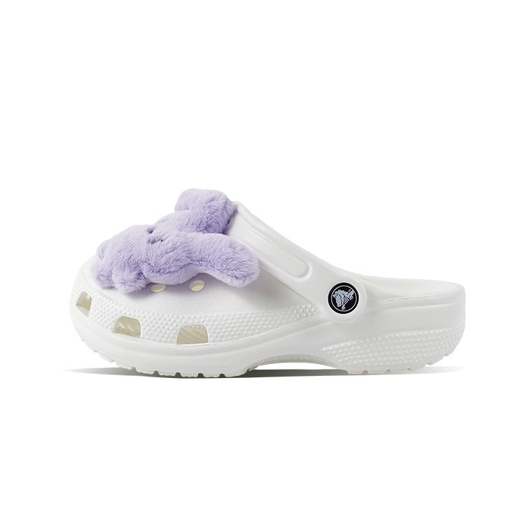 Crocs Классические клоги EVA Фиолетовый Кролик Маленький Свежий Модный Милый Домашний Повседневный Обувь с Отверстиями Унисекс Белый