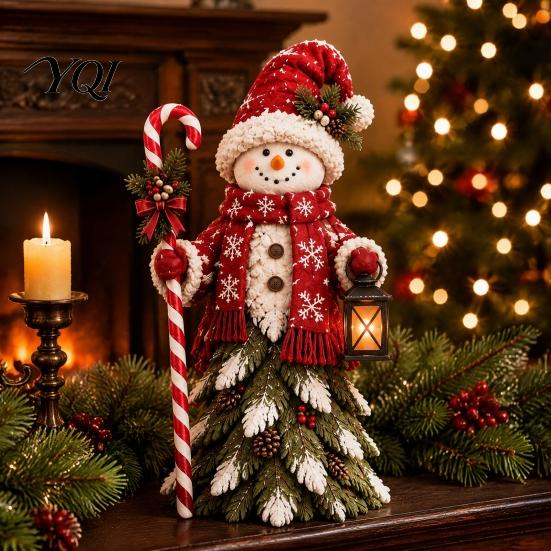 Christmas Witch Collectibles Santa Claus/Snowman/Witch Figurine with Tree Skirt Design, Table Centerpiece Decorative Figurines for Mantel Christmas,