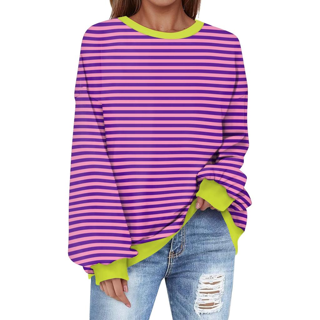 Толстовка большого размера для женщин с круглым вырезом и принтом, с длинным рукавом, толстовка