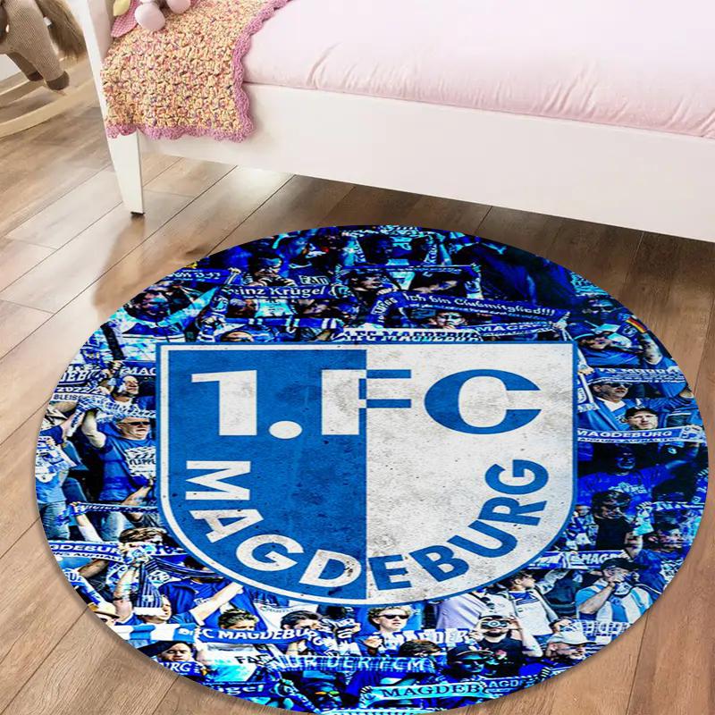 FC Magdeburg Round Area Rug,Carpet Rug for Living Room Bedroom Sofa Playroom Decor,Non-slip Floor Mat56