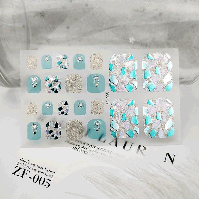 New Foot Stickers, Nail Art Stickers, Waterproof Onion Powder 5D Imitation Diamond Toenail Stickers