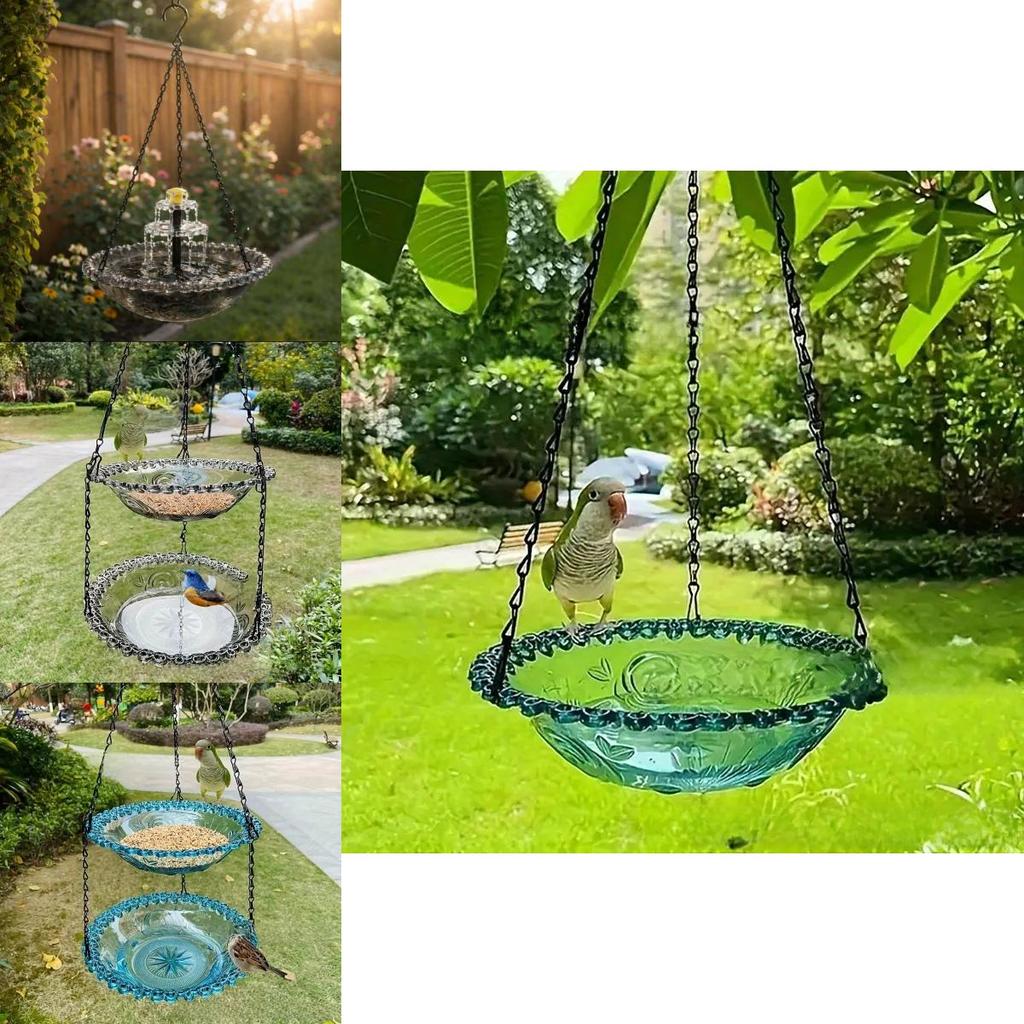 Bird Feeder And Bird Bath Hanging Decor With Automatic Feed System For Garden And Balcony
