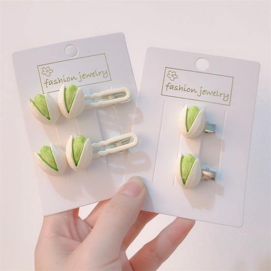 3 шт., заколки для волос для девочек, имитация ореха, декор, заколки для волос, работа одной рукой, реалистичная форма ореха, шпилька, дизайн, вдохновленный едой, аксессуар для волос