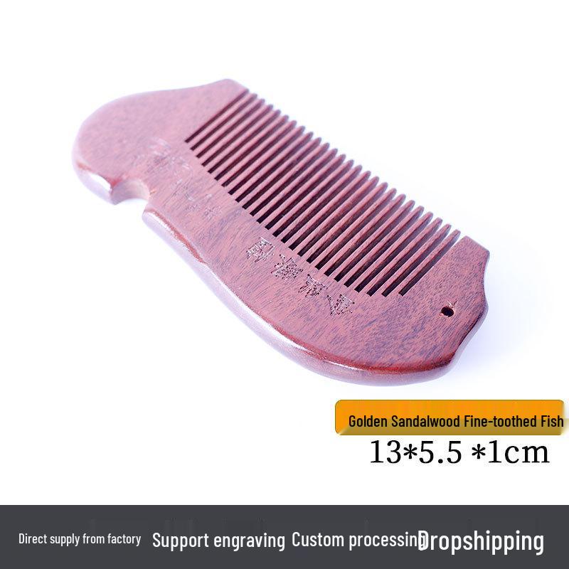 Гребень из золотого сандала: Сувенир с текстовым узором, толстая деревянная ручка, подарок для меридианов парикмахерского искусства