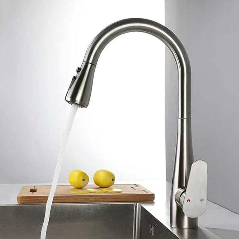 Никелевый Умный Бесконтактный Кухонный Смеситель из Нержавеющей Стали 304 с Выдвижной Лейкой, Умным Сенсором, Смесителем Горячей и Холодной Воды, Смеситель для Кухонной Раковины