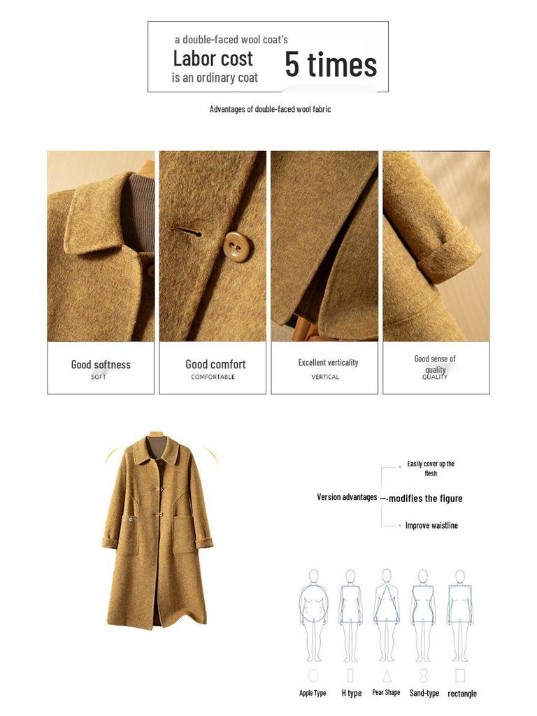 Women's Double-Sided Cashmere Over-the-Knee Coat - 2025 Autumn/Winter Lapel Style