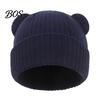 Thermal Head Protection for Infants Baby Knitted Hat, Cute Bear Ear Winter Warm Stretchy Outdoor Headwear Soft Cozy Skull Cap Newborn Infant