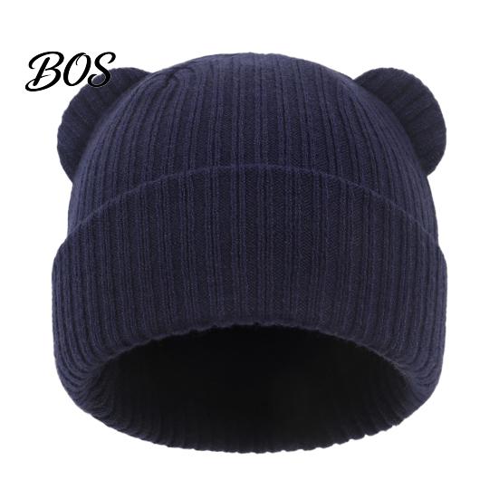 Thermal Head Protection for Infants Baby Knitted Hat, Cute Bear Ear Winter Warm Stretchy Outdoor Headwear Soft Cozy Skull Cap Newborn Infant