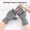 Winter Knitted Fingerless Gloves Knit Convertible Mittens with Flip Cover Men Women Warm Mittens