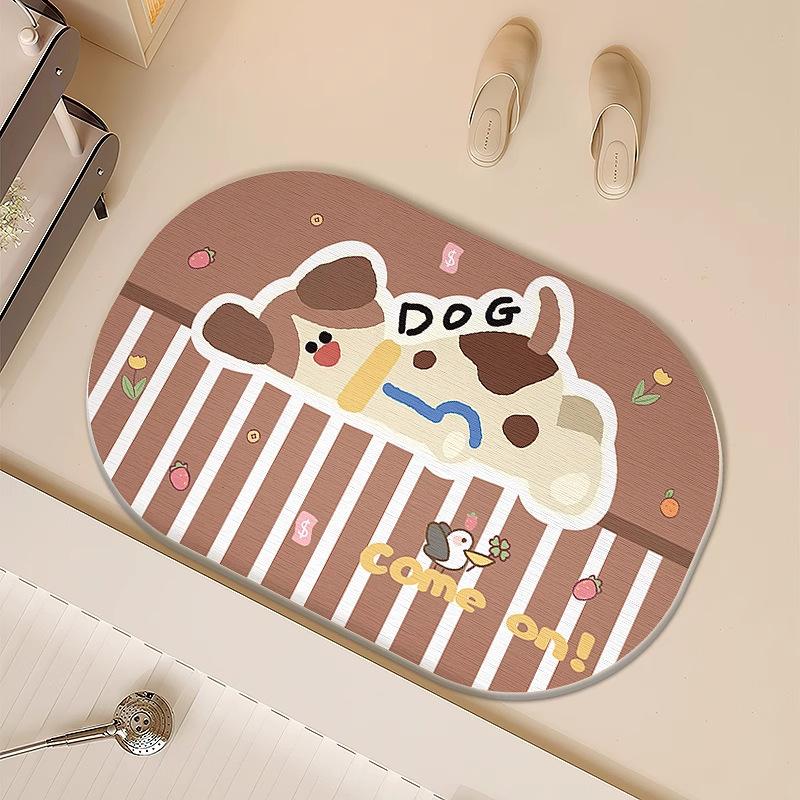 Cartoon hard diatom mud floor mat bathroom suction board non-slip quick-drying mat toilet door toilet floor mat foot mat