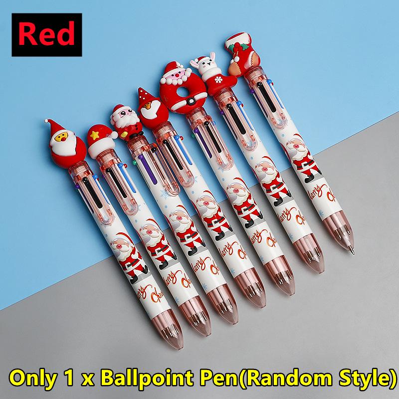 10-1 шт. мультяшная рождественская елка Санта-Клауса, шесть цветов шариковой ручки, веселый рождественский подарок, канцелярские принадлежности для письма, офисные школьные принадлежности