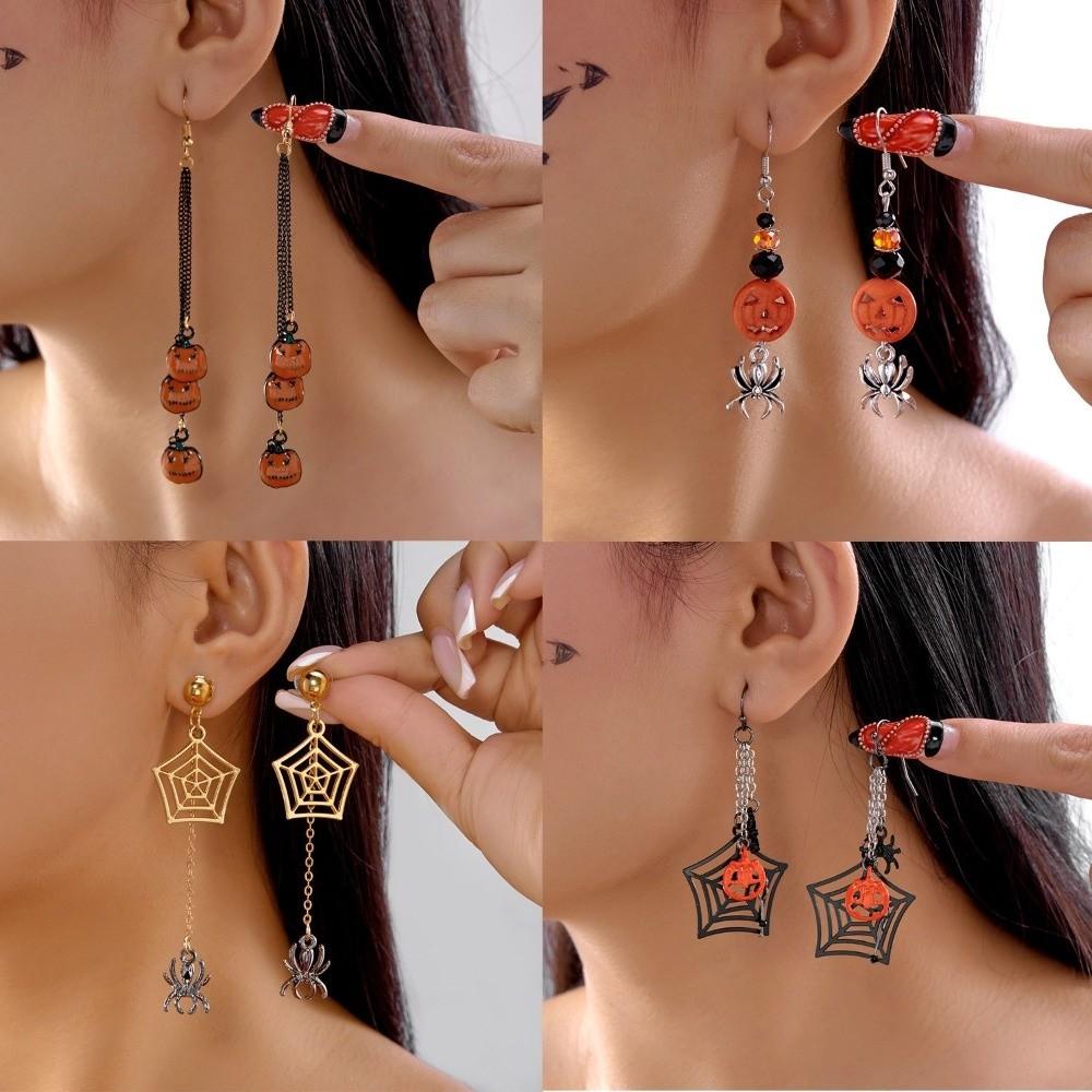 Bat Halloween Earrings Spider Pumpkin Dangle Earrings Cute Ghost Ear Studs Party