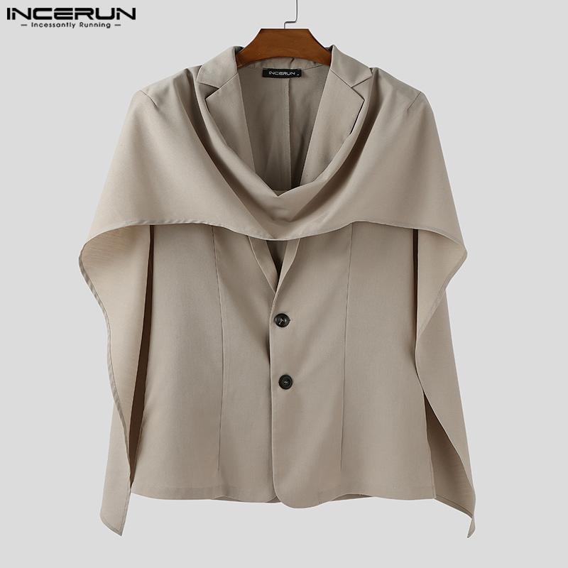 INCERUN Oversized Men Swing Collar Long Sleeve Irregular Cross Loose Thin Blazer Coats