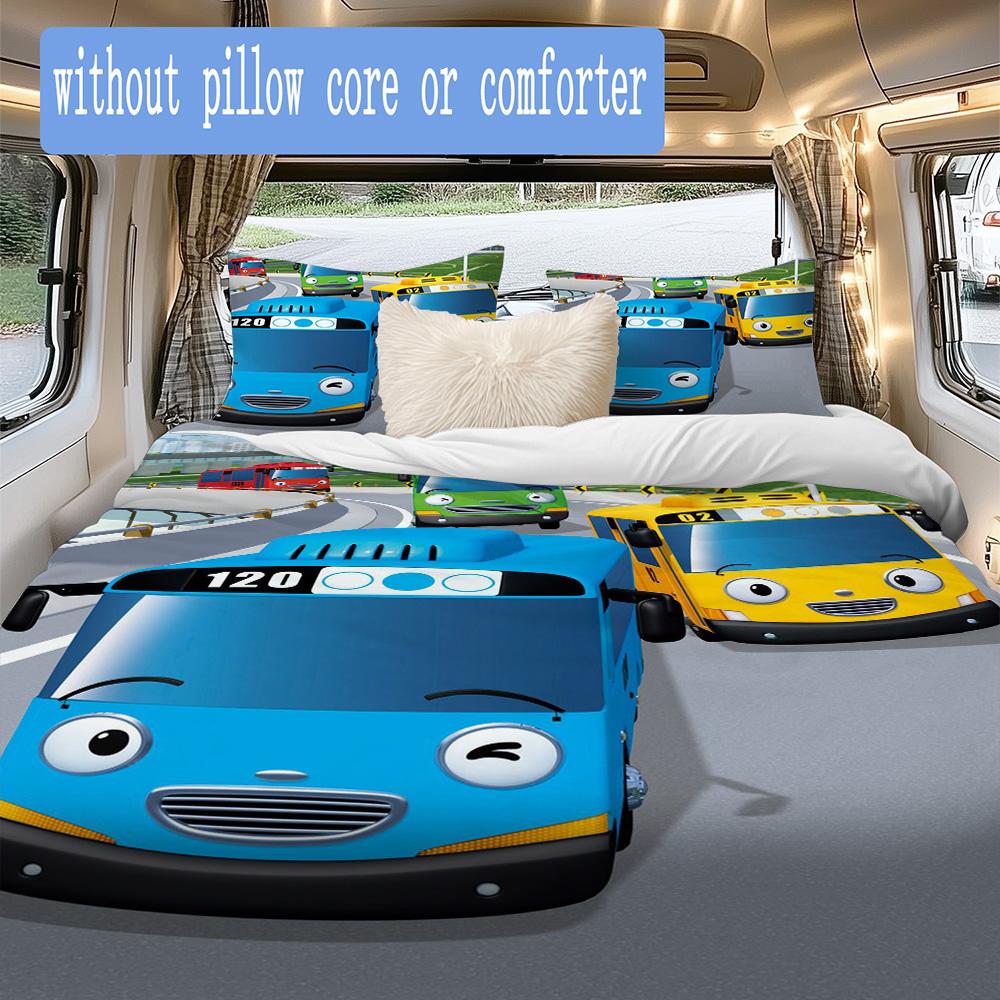 Tayo the Little Bus cartoon Pattern Bedding,Quilt Set Quilt Cover Pillowcase Home Birthday Gift (1*duvet cover+2*pillowcase,without core)XSJT0917192