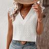 Летняя новая белая рубашка с V-образным вырезом и кружевом в стиле пэчворк, женские топы без рукавов, элегантные однотонные повседневные женские блузки, винтажные облегающие блузки с открытой спиной 24733