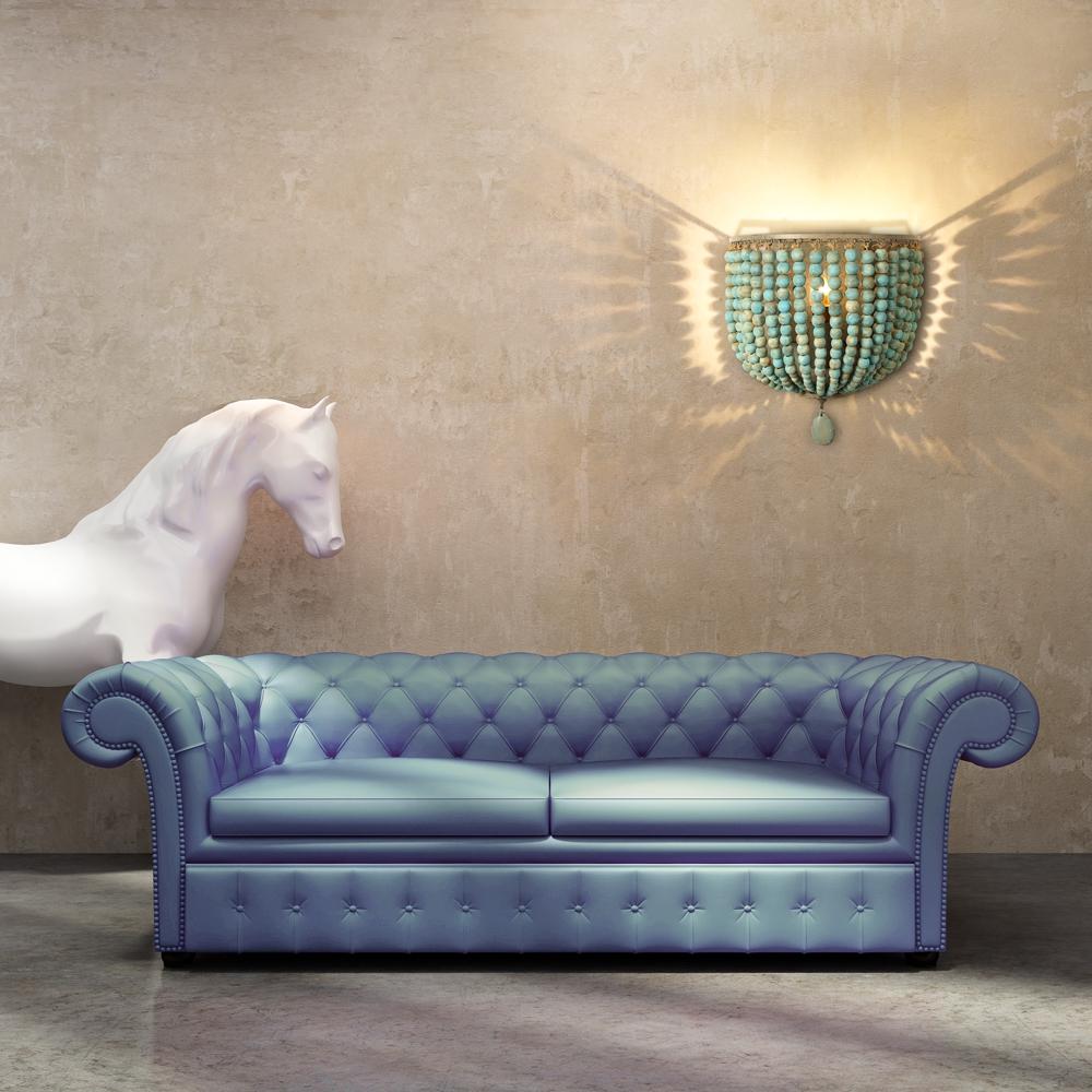 Настенный светильник в европейском ретро-стиле с бусинами и деревянными акцентами для спальни и кафе