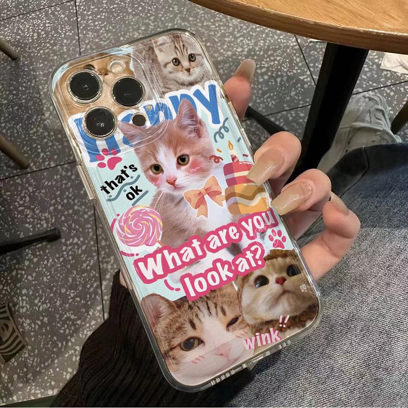 Милый Кот Комикс Чехол для Телефона Для IPhone 13 11 Чехол IPhone 15 17 13 12 14 16 Pro Max 16 Plus 17 Air Мягкий Силиконовый Ударопрочный Чехол