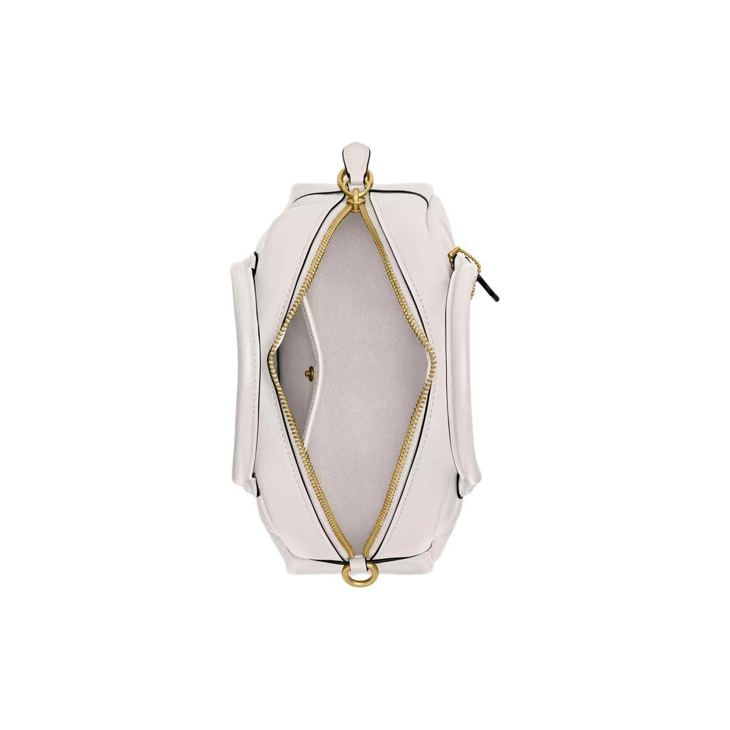 Coach Borough 23 Leather Handbag With Metal Logo Zipper Closure Women handbags White CU863-B4HA