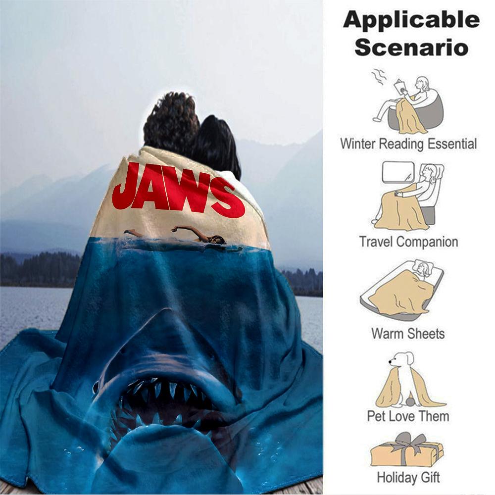 Jaws Ocean Terror Blanket Soft Throw Blanket For Home Bedroom Bed Sofa Travel Office Solid Christmas Blanket