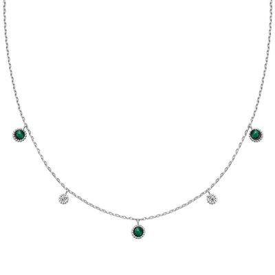 Серебряное колье 925 пробы с малахитом N064-03H