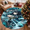 Demon Slayer Pattern Round Rug, Indoor/Outdoor Mat, for Picnic, Gameroom, Bedroom, Office, Living Room, Home Decor Carpet, Birthday Gift