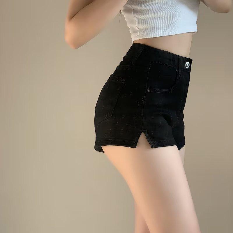 Jeans Women's Summer Skinny Shorts High Waisted, Small Slit Hip Lift Pants