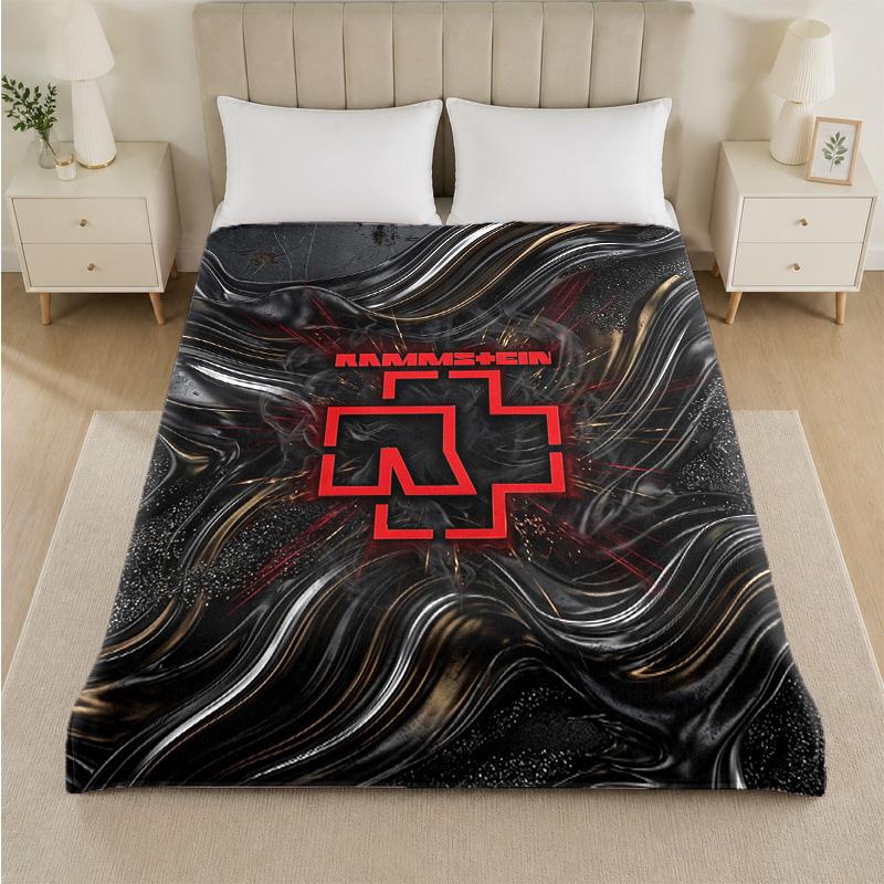 Rammstein Print Flannel Blanket Cozy Lightweight Plush Throw Blanket For Bed Sofa Household Use