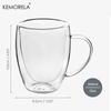2/4/6PCS 350ML Double Wall Glass Coffee Mug With Handle Transparent Glass Cappuccino Cup Coffee Milk Tea Juice Tea Cup