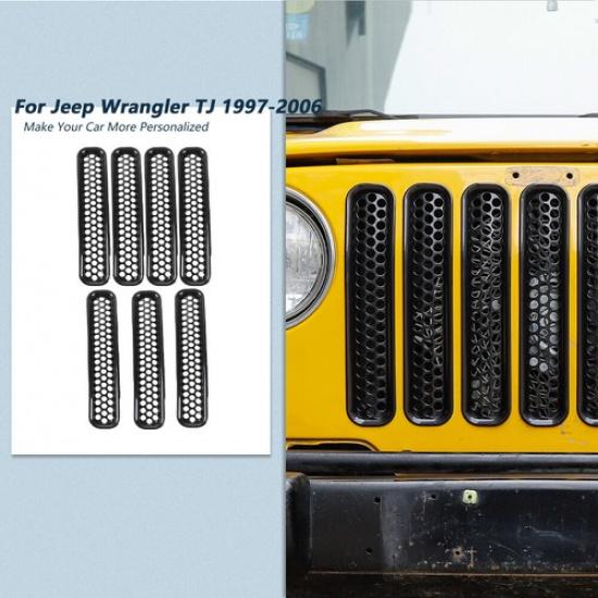 7x Сетчатая накладка на переднюю решетку, сотовая отделка для Jeep Wrangler 1997-2006 TJ