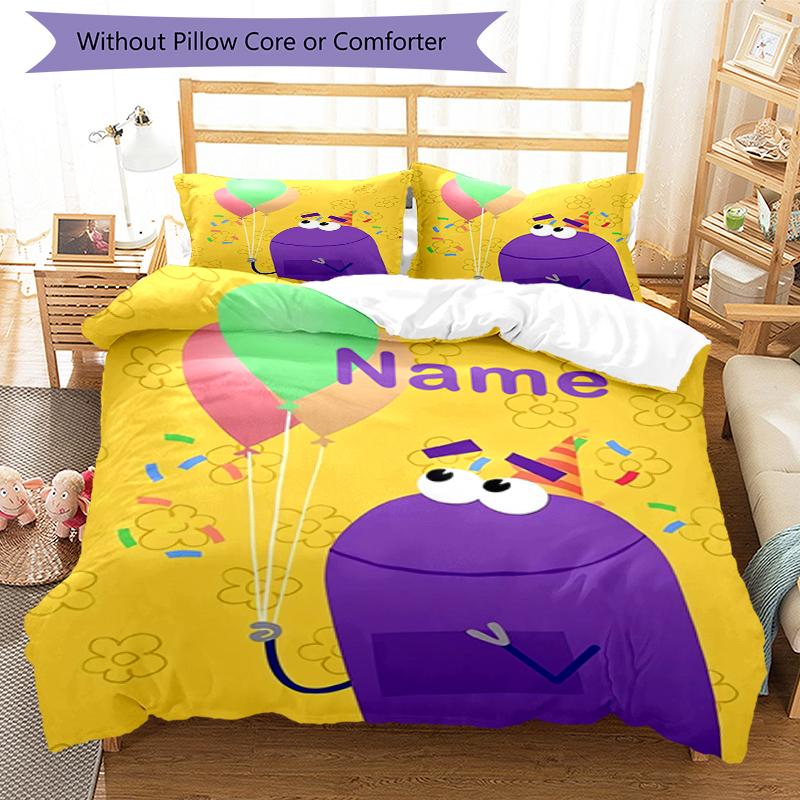 3pcs Custom Name StoryBots Bedding Set Duvet Cover Closure Includes 1 Duvet Cover & 2 Pillowcases, Soft and Comfortable for All Seasons.