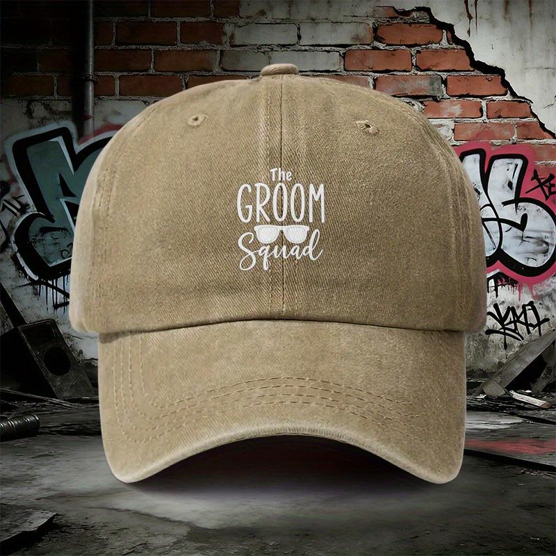 The Groom Squad Adjustable Denim Baseball Cap Lightweight Printed WomenS Hat Groomsmen MenS Trendy Hat Ideal Gift for W